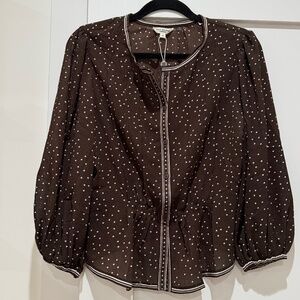 NWT Max Studio Peplum Feminine Earthy Blouse Women's Small